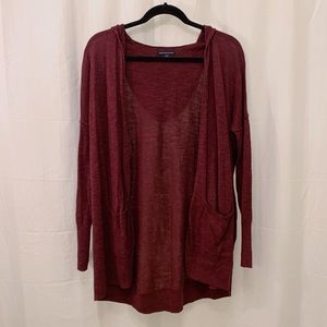 American Eagle Maroon Hooded Cardigan - Size Small